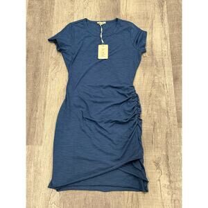 New With Tags! La Miel Only Ruched Small Mini Dress Color Carbon Blue Super Cute